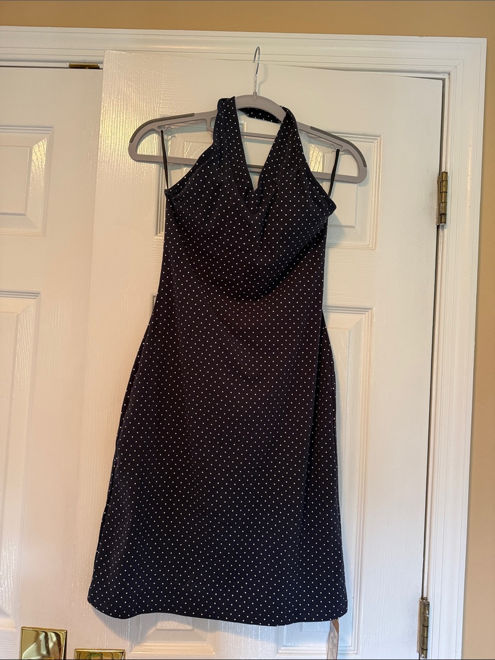 OGL Polka Dot Halter Dress - Navy